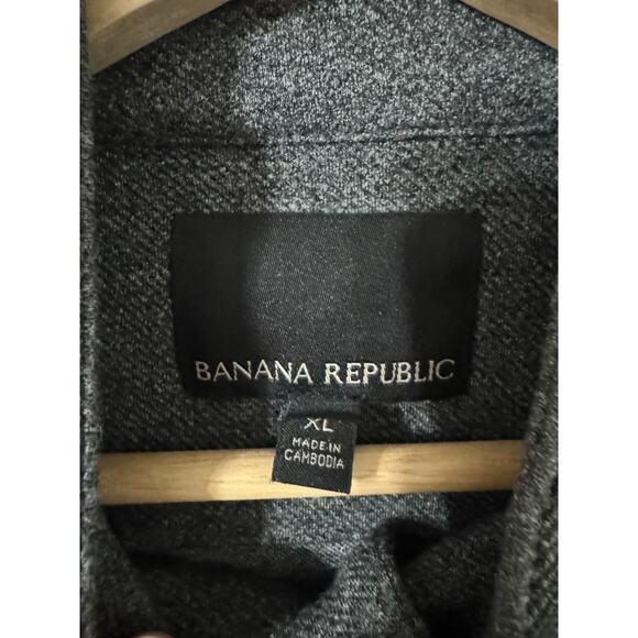 Banana Republic Mens Twill Texture Charcoal Heather Full Zip Jacket Size XL - Picture 5 of 7